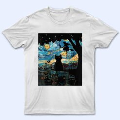 Scary Night Cat Halloween, Starry Night Cat Van Gogh Cat T Shirt