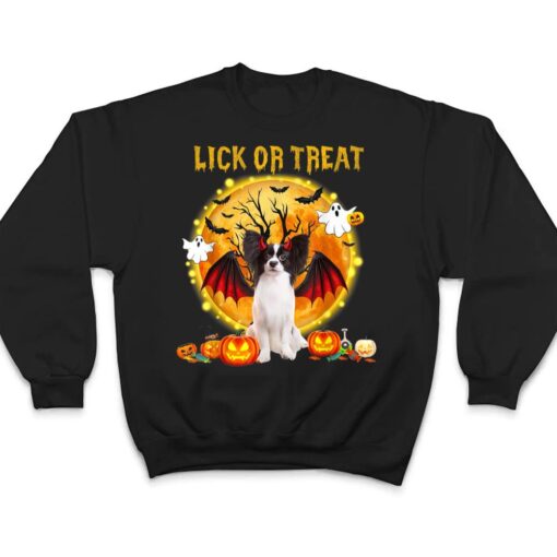 Scary Papillon Dog Witch Hat Halloween Lick Or Treat T Shirt