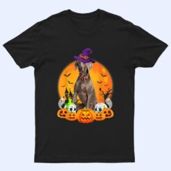 Scary Pumpkin Skull Witch Weimaraner Dog Halloween T Shirt