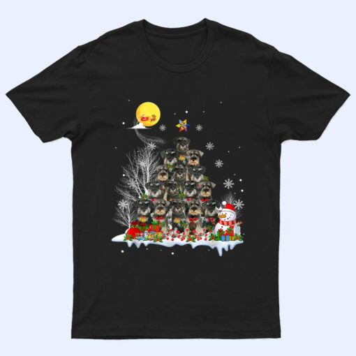 Schnauzer Dog Lover Matching Santa Christmas Tree T Shirt
