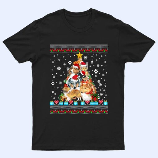 Sheltie Dog Christmas Lights Christmas T Shirt