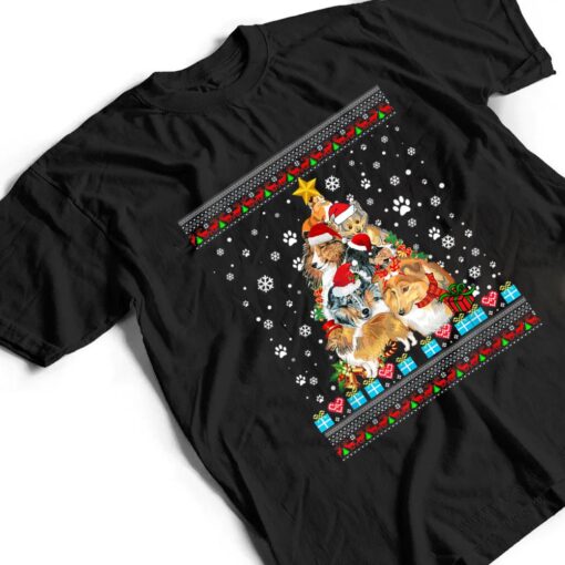 Sheltie Dog Christmas Lights Christmas T Shirt