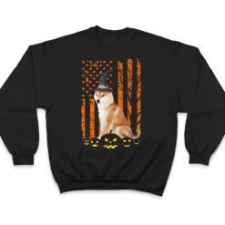 Shiba Inu Dog Pumpkin American Flag Vintage Halloween Witch T Shirt - Dream Art Europa