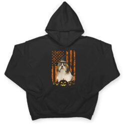 Shih Tzu Dog Pumpkin American Flag Vintage Halloween Witch T Shirt - Dream Art Europa