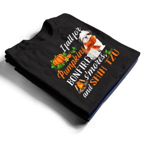 Shih Tzu I Fall For Pumpkins Bonfires Smores And Dogs Fall T Shirt