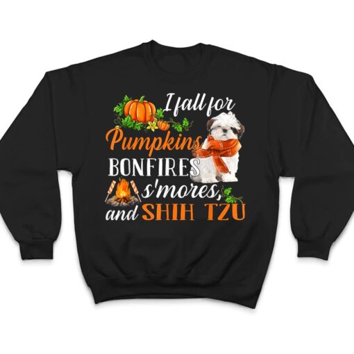 Shih Tzu I Fall For Pumpkins Bonfires Smores And Dogs Fall T Shirt