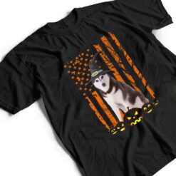 Siberian Husky Dog Pumpkin American Flag Witch Halloween T Shirt - Dream Art Europa