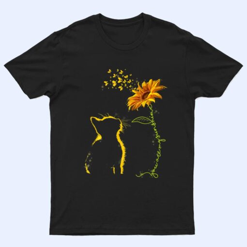 Sitting Yellow Kitten Sunflower Fragrance Butterfly T Shirt