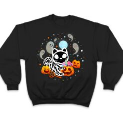 Skeleton Cat Halloween Shirt Kids Spooky Black Cat Halloween T Shirt - Dream Art Europa