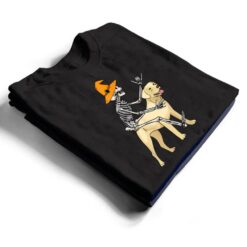 Skeleton Riding Dog Lazy Halloween Costume Puppy Doggie T Shirt - Dream Art Europa