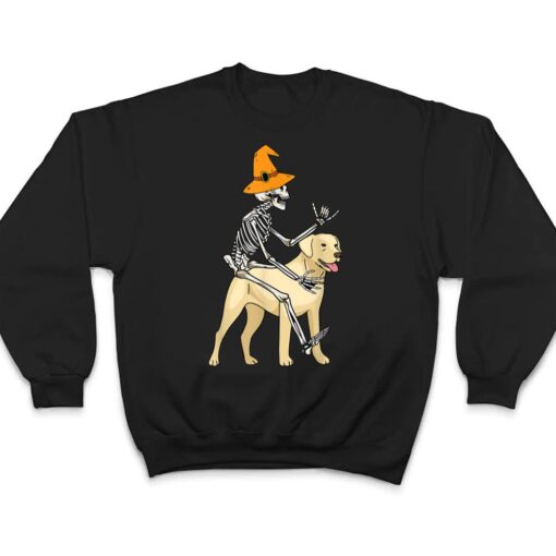 Skeleton Riding Dog Lazy Halloween Costume Puppy Doggie T Shirt
