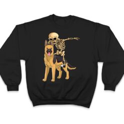 Skeleton Riding German Shepherd Lazy Halloween Costume Dog T Shirt - Dream Art Europa