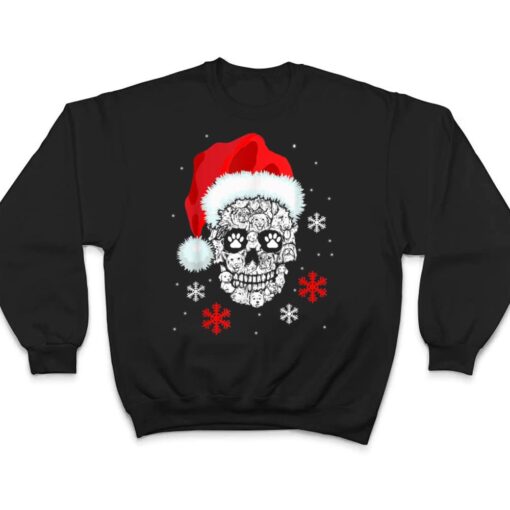 Skull Dog Santa Hat Gifts Christmas Pajama Xmas Idea Men T Shirt