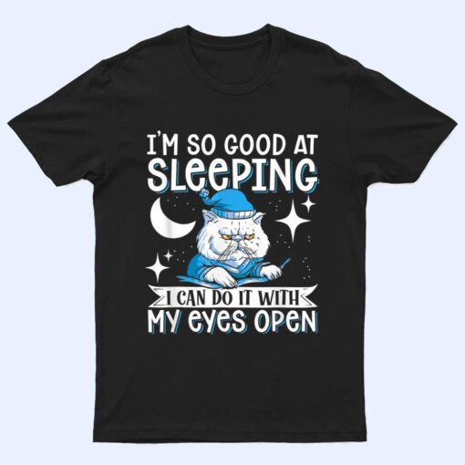 Sleeping Cat With Open Eyes Cat Lover T Shirt