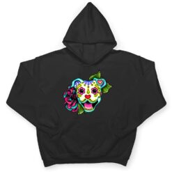 Smiling Pitbull in White - Day of the Dead Sugar Skull Dog T Shirt - Dream Art Europa