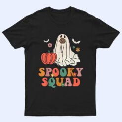 Spooky Squad Dog Boo Pumpkin Ghost Halloween Groovy Retro T Shirt