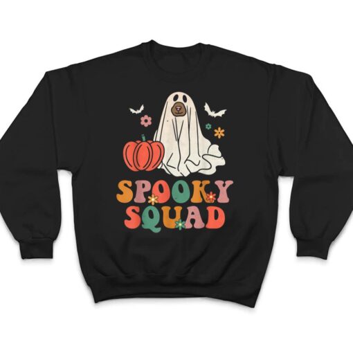 Spooky Squad Dog Boo Pumpkin Ghost Halloween Groovy Retro T Shirt