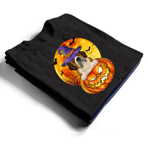 St Bernard Witch Pumpkin Halloween Dog Lover Funny T Shirt
