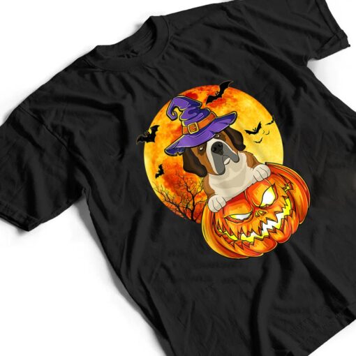 St Bernard Witch Pumpkin Halloween Dog Lover Funny T Shirt