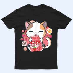 Strawberry Milk Cat Cute Kawaii Kitten Anime Gift Teen Girls T Shirt