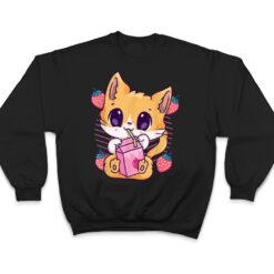 Strawberry Milk Cat Cute Kawaii Kitten Anime Neko Shake T Shirt - Dream Art Europa