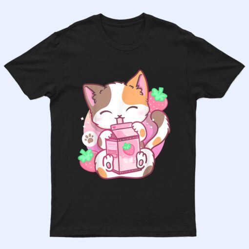 Strawberry Shake Strawberry Milk Cat Kawaii Neko Anime Girls T Shirt