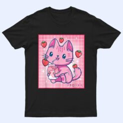 Strawberry Shake Strawberry Milk Cat Kawaii Neko Girls Anime T Shirt