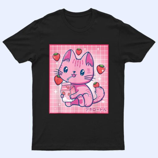 Strawberry Shake Strawberry Milk Cat Kawaii Neko Girls Anime T Shirt