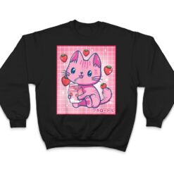 Strawberry Shake Strawberry Milk Cat Kawaii Neko Girls Anime T Shirt - Dream Art Europa