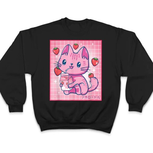 Strawberry Shake Strawberry Milk Cat Kawaii Neko Girls Anime T Shirt