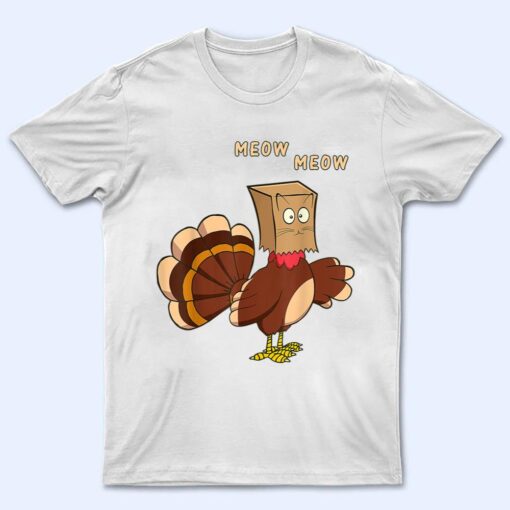 Thanksgiving Cat Funny Fake Cat Meow Thanksgiving Turkey Dab T Shirt