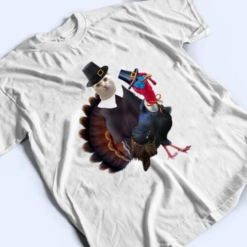 Thanksgiving Cat Pilgrim Costume Thanksgiving Turkey T Shirt