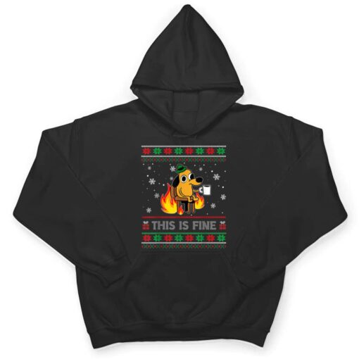 This Is Fine Dog Meme Funny  Christmas  Xmas T Shirt