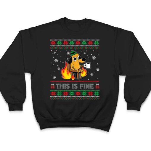 This Is Fine Dog Meme Funny  Christmas  Xmas T Shirt