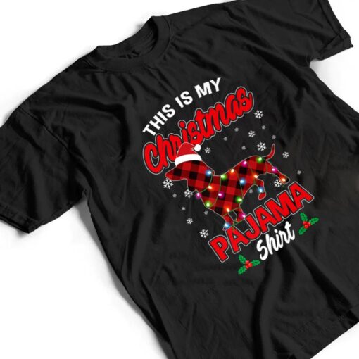 This Is My Christmas Pajama  Santa Dachshund Dog Plaid T Shirt