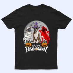 Three Boxer Dog Brindle Boxer Mummy Witch Demon Halloween T Shirt