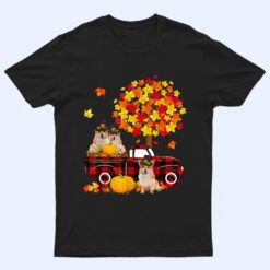 Three Corgi Dogs On Pickup Truck Thanksgiving Fall Tree T Shirt