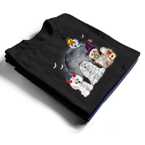 Three Havaneses Dog in The Moon Halloween Costume T Shirt