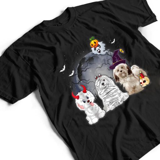 Three Havaneses Dog in The Moon Halloween Costume T Shirt