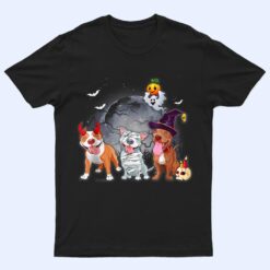 Three Pitbulls Dog in The Moon Halloween Costume T Shirt