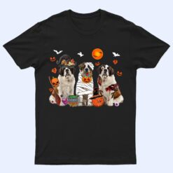 Three St. Bernard Dogs Witch Scary Mummy Halloween Zombie T Shirt