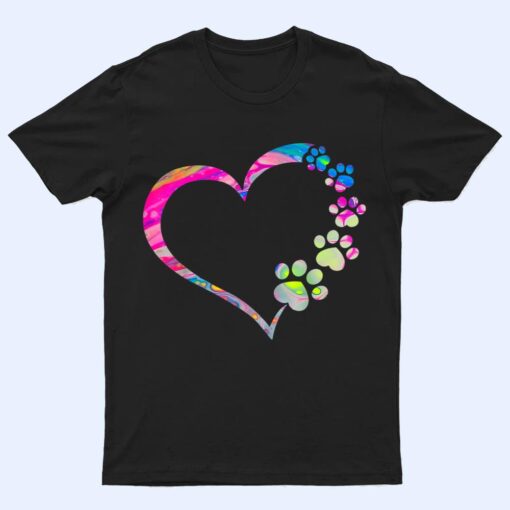 Tie Dye Design - Dog Mom Dad Puppy Love Dogs Paw Print Heart T Shirt