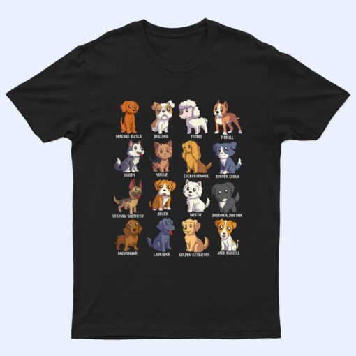 Various Kawaii Cartoon Dogs - Dog Breeds T Shirt
