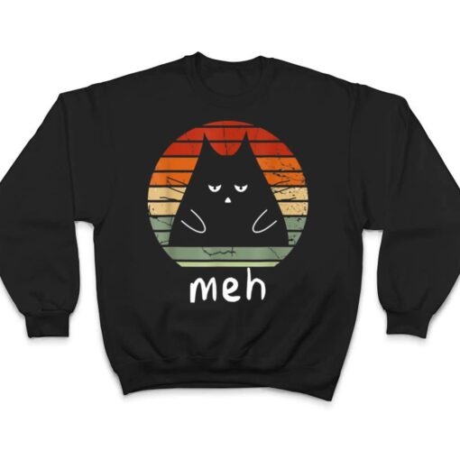 Vintage Black Cat  Meh Cat Meow Kitty Cat Lover T Shirt