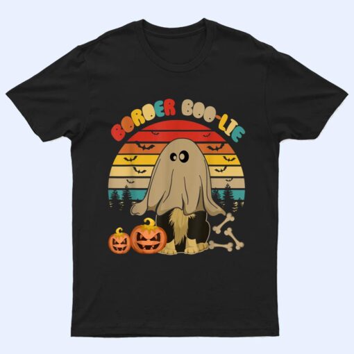 Vintage Border Collie Boo Ghost Halloween Border Collie Dog T Shirt