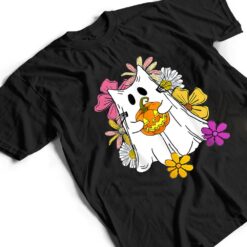 Vintage Floral Ghost Cat Halloween Graphic T Shirt - Dream Art Europa