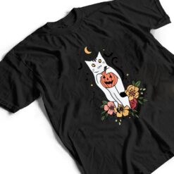 Vintage Floral Halloween Cat Ghost Pumpkin Auntum Women Kids T Shirt - Dream Art Europa