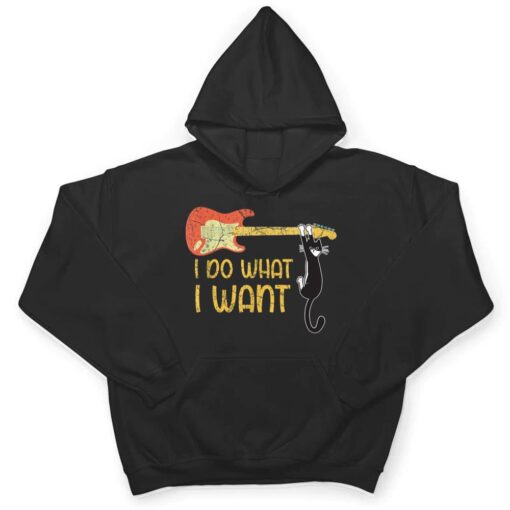 Vintage Guitar and Cat Lover Men Women I do what i want Cat T Shirt