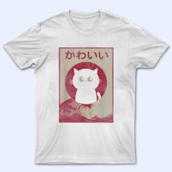 Vintage Kawaii Cat Japanese Black Anime Gift Girls Teenager T Shirt