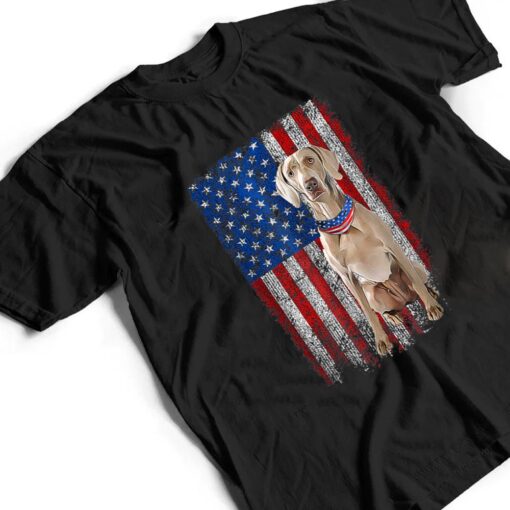 Vintage Patriotic Weimaraner American Flag Dog Lover T Shirt